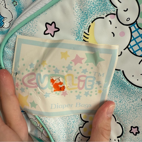 Vintage 90s Diaper Bag Cudlie White Green Stars Sleeping Baby Sweet Dreams NWT - Picture 4 of 10